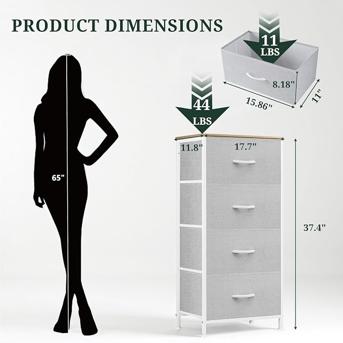 4 Drawers Dresser for Bedroom Fabric Storage Tower - Image 3