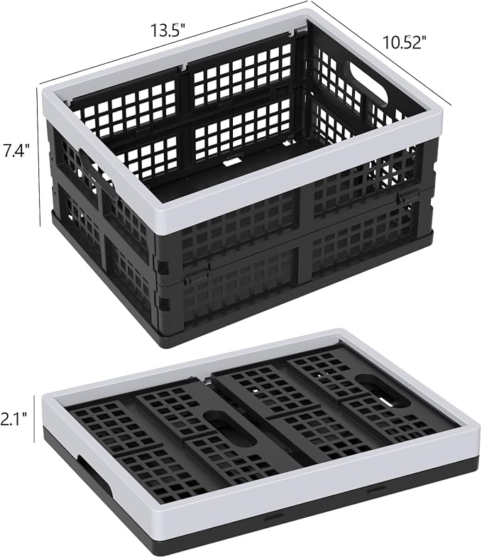 15L Plastic Collapsible Storage Crates, Folding Crates Storage Basket - Image 2