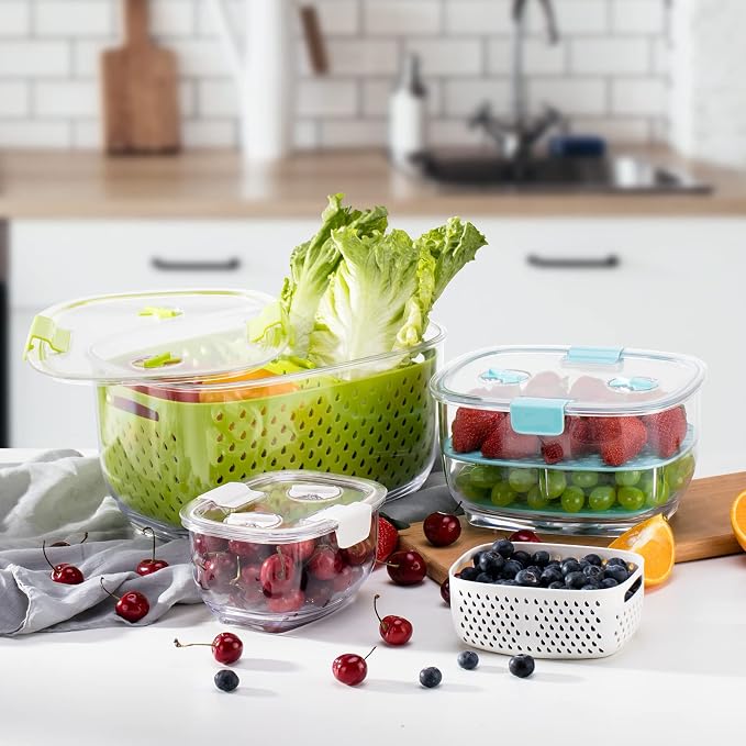 LUXEAR Fresh Produce Vegetable Fruit Storage Containers 3Piece Set, BPA-free - Image 8