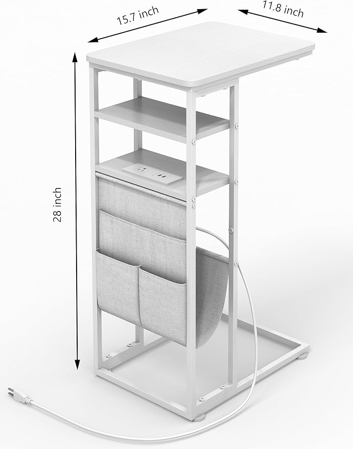 C Shaped End Table with Charging Station, Under Couch Table C-Shaped End Table - Image 2