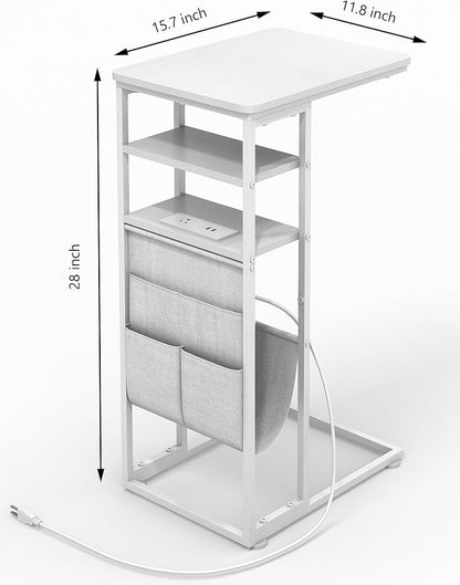 C Shaped End Table with Charging Station, Under Couch Table C-Shaped End Table - Image 2