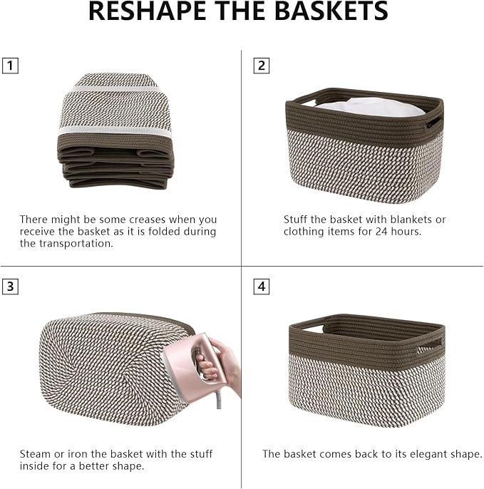 4 Pack Storage Baskets for Organizing, Woven Baskets for Shelves - Image 6