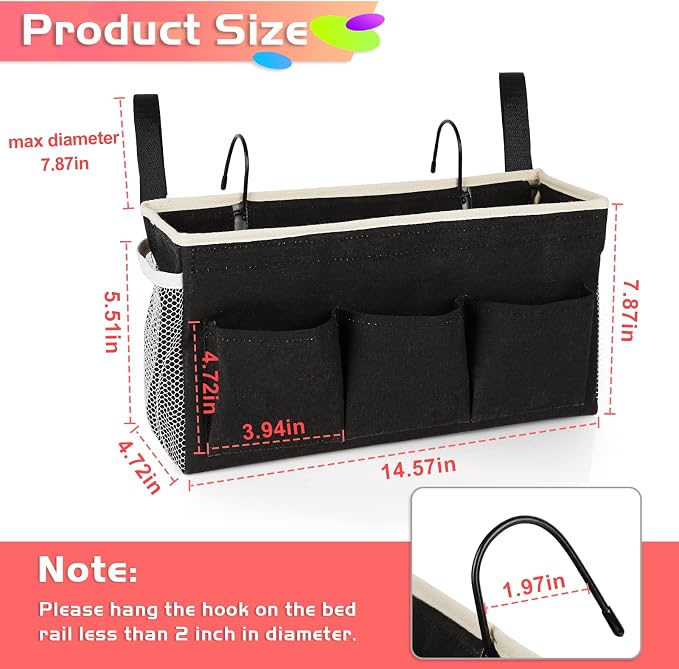 Loghot Bedside Caddy/Bedside Storage Bag Hanging Organizer - Image 4