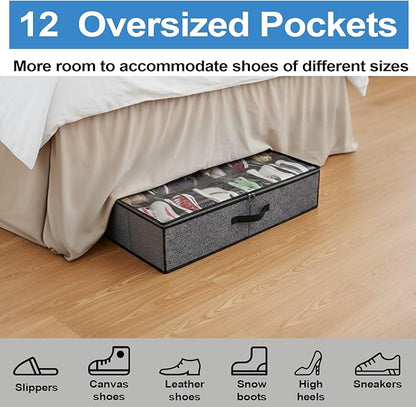 2 pc Sturdy Under Bed Shoe Storage Organizer, Underbed Shoes Closet Storage - Image 2