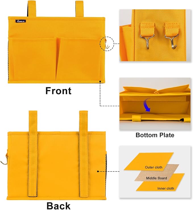 Surblue Bedside Caddy Hanging Bed Organizer Storage Bag Pocket - Image 2
