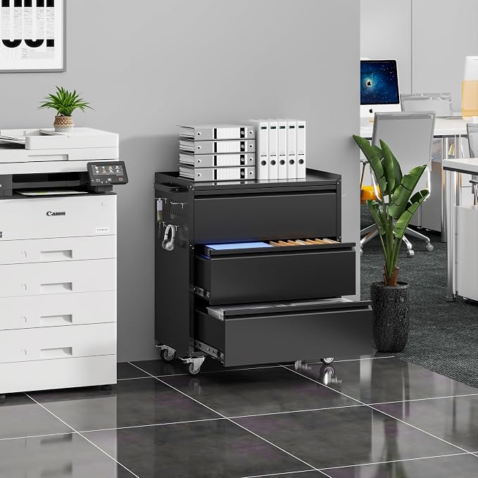 Aobabo Metal Storage Cabinet on Wheels, - Image 8