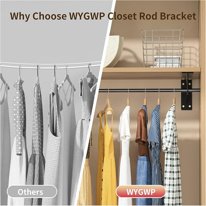 13.5x5.6in Heavy Duty Closet Rod Bracket Support 400lbs | Wall Mounted Sturdy - Image 4