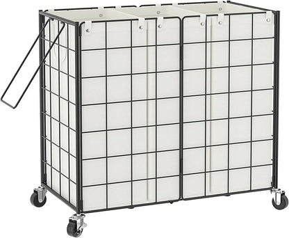 WOWLIVE Laundry Hamper with Wheels, Metal Wire Frame Rolling Laundry Basket 3 by WOWLIVE