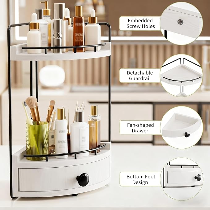 2-Tier Corner Bathroom Counter Organizer - Image 4