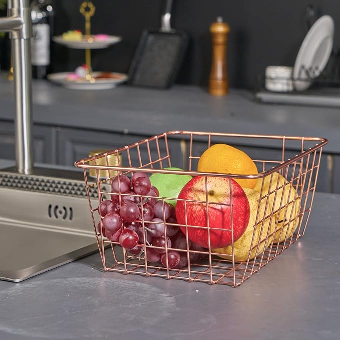 JUNCHU CHERRY Wire Kitchen Storage Basket 4 Packs, Perfect Pantry Organization - Image 8