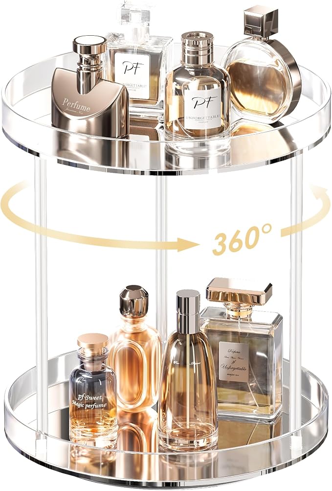 Lolalet 360 Degree Rotating Acrylic Perfume Organizer Stand, 2 Tiers Clear by Lolalet