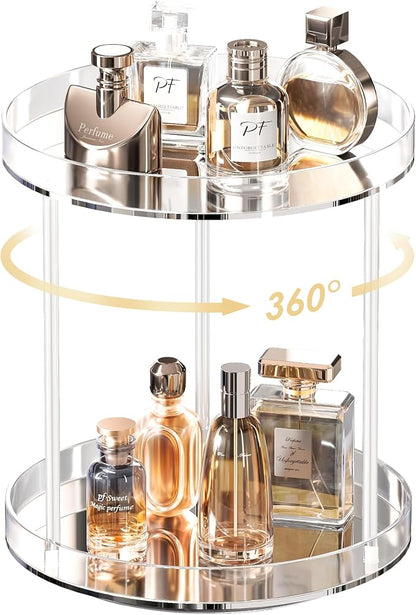 Lolalet 360 Degree Rotating Acrylic Perfume Organizer Stand, 2 Tiers Clear by Lolalet