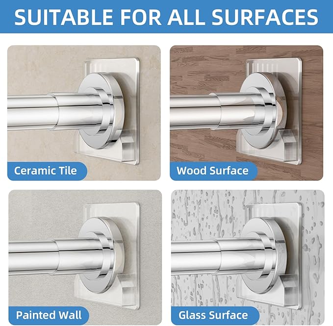 CorkLatta Chrome Adjustable Shower Curtain Rod 32 to 92 inch - Image 6