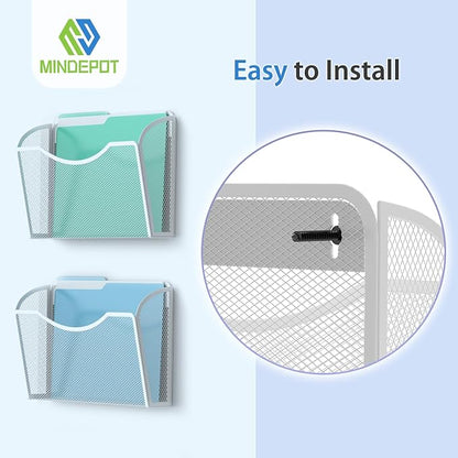 MINDEPOT Wall File Organizer, Hanging Wall File Holder, 3 Pack, Metal Mesh Wall - Image 4