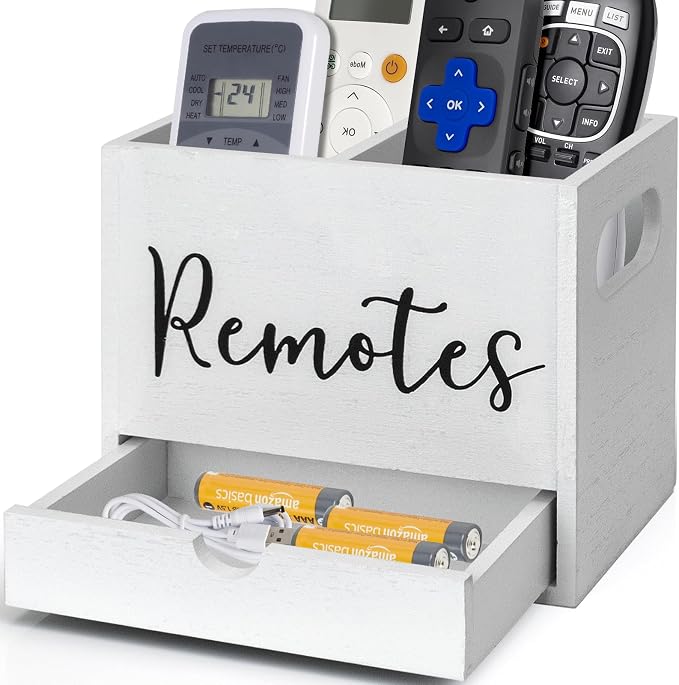 Remote Control Holder, 2 Slot Wooden TV Remote Holder by MZYOUHUO