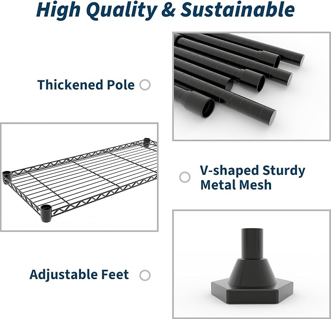 Garvee Metal Storage Shelves Heavy Duty Metal Shelving, 5-tier Wire Shelving - Image 7