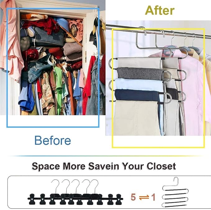 devesanter Hangers Space Save Non-Slip 6 Pack S-Shape Clothes Hangers Stainless - Image 4