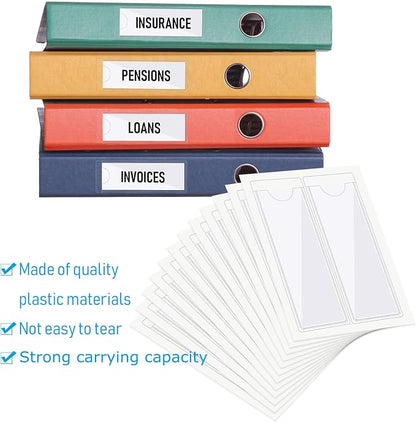 Outus 200 Pack 1.2 x 3.35 Inch Self Adhesive Label Pockets Bulk Plastic Labels - Image 6