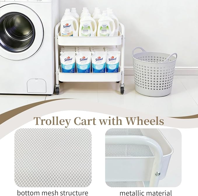 2 Pack Two Tier Rolling Cart - Image 5