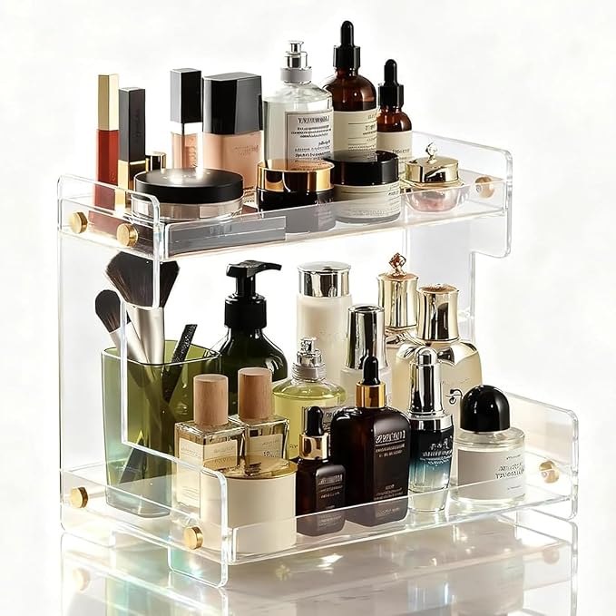 NEWRAIN Bathroom Organizer Countertop, Makeup 2-Tier Organizer Counter Organizer by NEWRAIN
