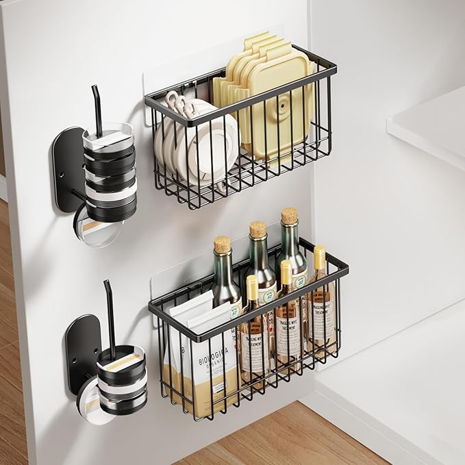 Mustorn 4 Pack Adhesive Cabinet Door Organizer, Lid Organizers Inside Cabinet by MUSTORN