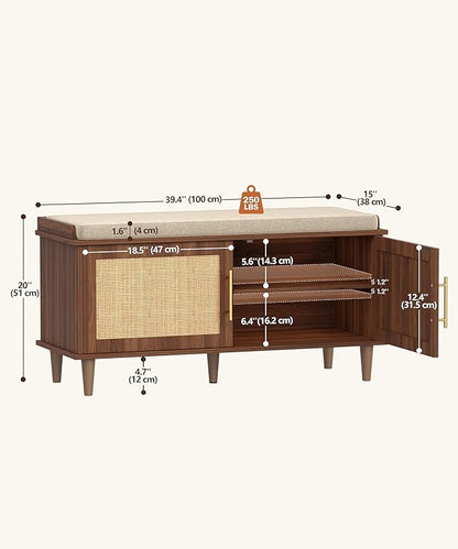 Akxomel Rattan Shoe Storage Bench - Image 3