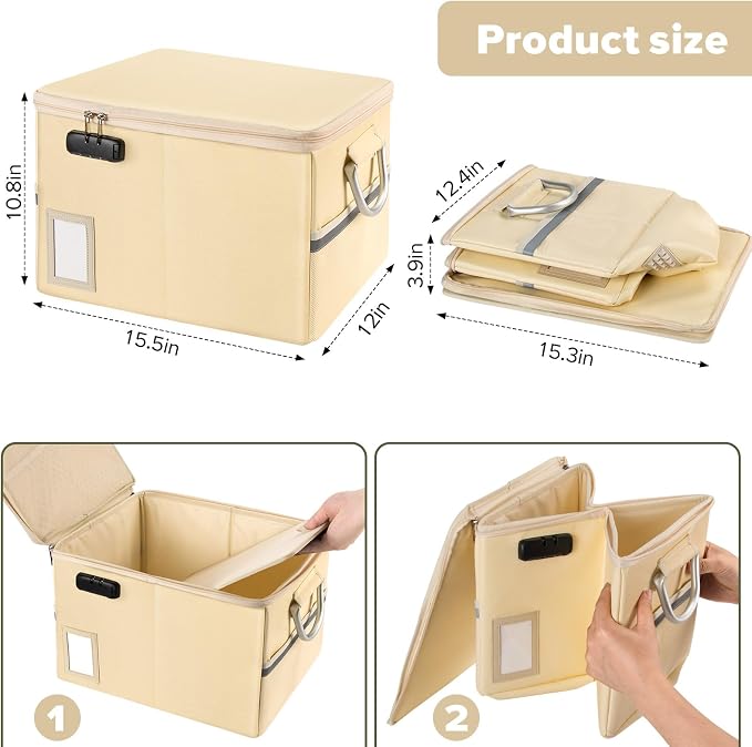 TOMKID Fireproof Document Box, Fire Proof Safe Box - Image 5