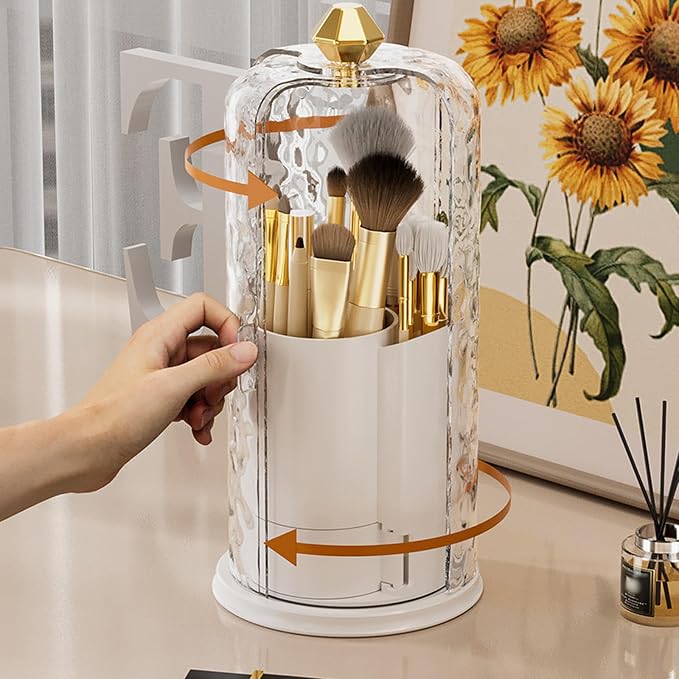 Rotating Makeup Organizer, 360-Degree Clear Cosmetic Case - Image 2