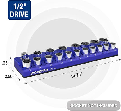 WORKPRO Magnetic Socket Organizer, 1/2-Inch Metric Socket Holder, Socket Trays - Image 3
