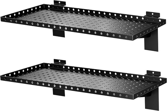 2 Pack Slatwall Shelves, Heavy Duty Metal Slat Wall Shelf by BOBIBAN