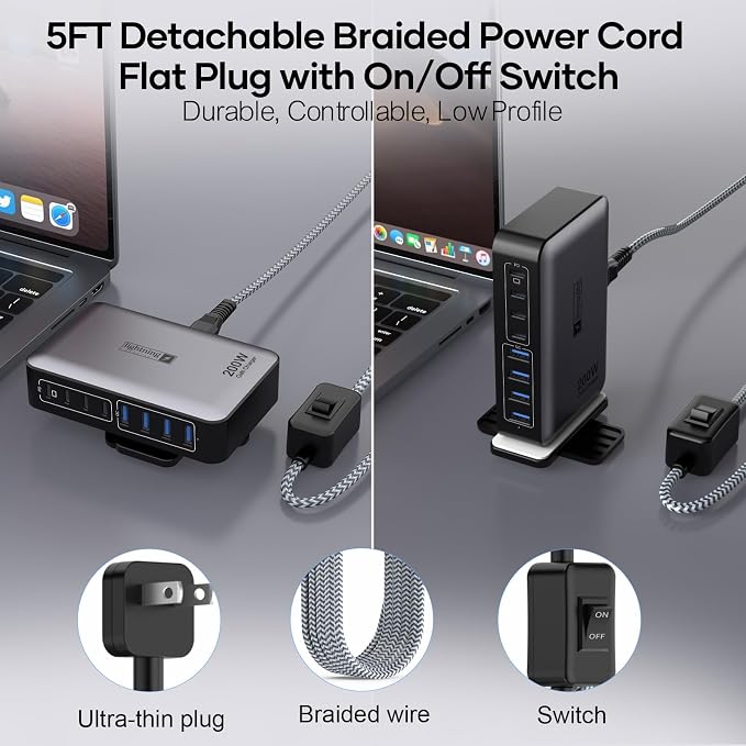 USB C Fast Charger Block 200W, 8 Ports Charging Station - Image 3
