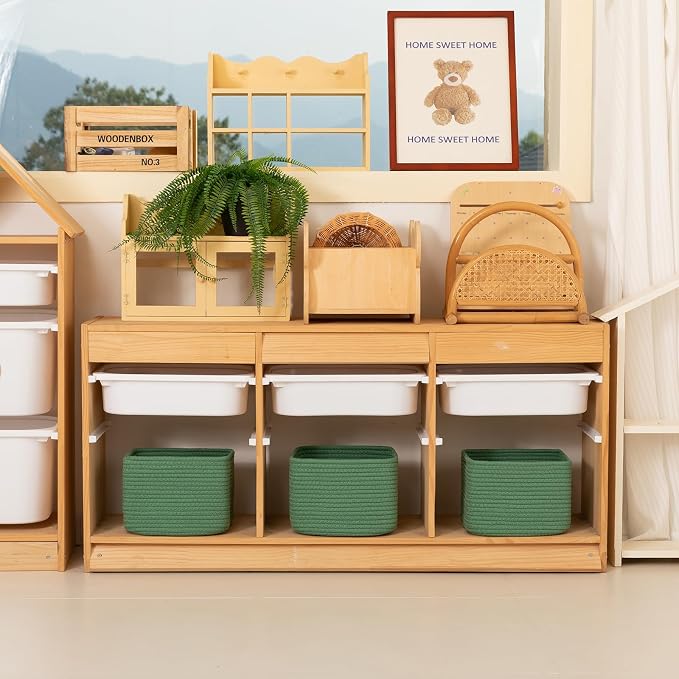 OIAHOMY 9”x9”x7” Storage Cubes, Cotton Rope Woven Baskets - Image 3