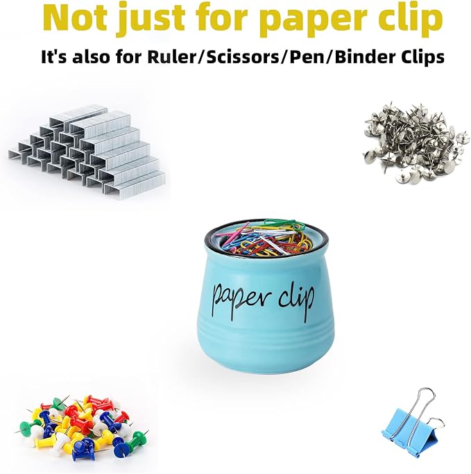 ONTUBE Farmhouse Paper Clip Holders, Ceramic Binder Clip Dispenser Organizer - Image 3