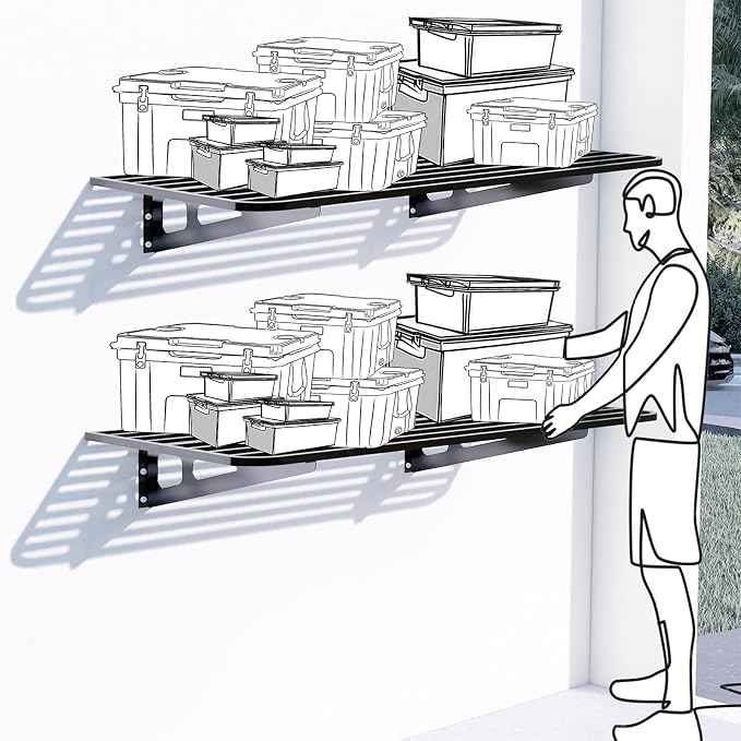 Garage Wall Shelving 2-Pack 2x4ft 24-inch-by-48-inch Wall Shelf Garage Storage - Image 7