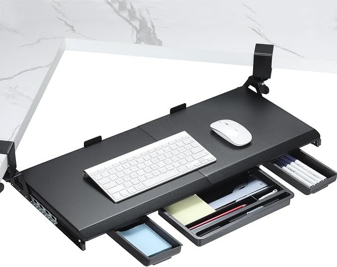 ETHU Keyboard Tray Under Desk, Ergonomic Corner Keyboard Tray by ETHU