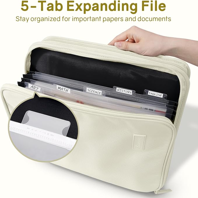 SUNEE Zippered Binder Bag with Handle, 2-Inch 3-Ring O-Ring, 500-Sheet Capacity - Image 2