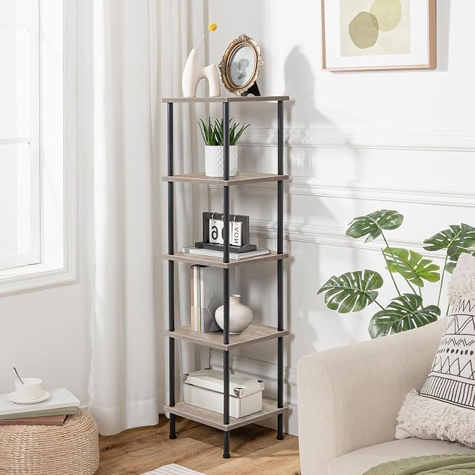 HOOBRO 5-Tier Corner Shelf Stand, Corner Square Rack Display Shelf, Tall - Image 4