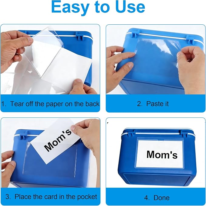 52 Pcs Clear Index Card Holder Self-Adhesive 3"X5" Top Open Label Holder | - Image 7