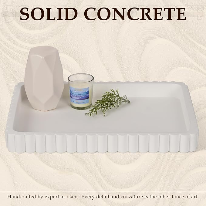 Concrete Decorative Tray for Coffee Table Decor, Rectangular Modern Decorative - Image 2