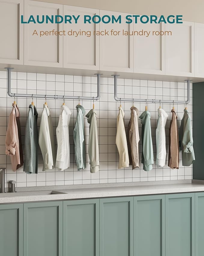OROPY Industrial Pipe Clothes Rack Wall Mounted Set of 2, 38.4 inches Heavy - Image 7