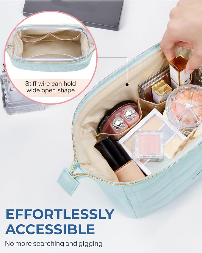 BAGSMART Makeup Bag Travel Toiletry Bag, Puffy Padded Make Up Bags - Image 3