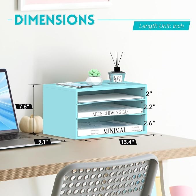 3 Tier Wood Desk Organizer, Mail Sorter and Paper Organizer - Image 3