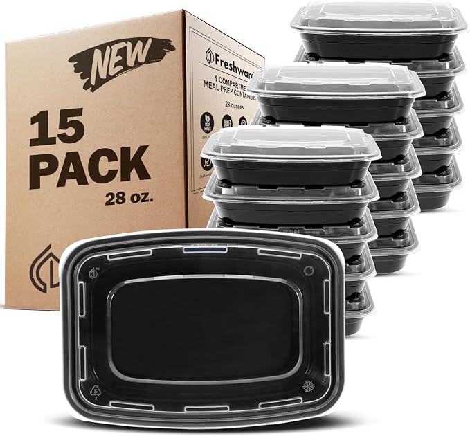 Freshware Meal Prep Containers 15 Count Compartment Food Storage Containers by Unknown