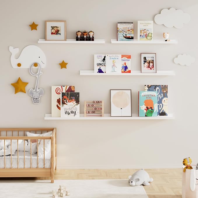 Fun Memories Picture Ledge Shelf, 36 Inch Floating Shelves Set of 2, Nursery - Image 7