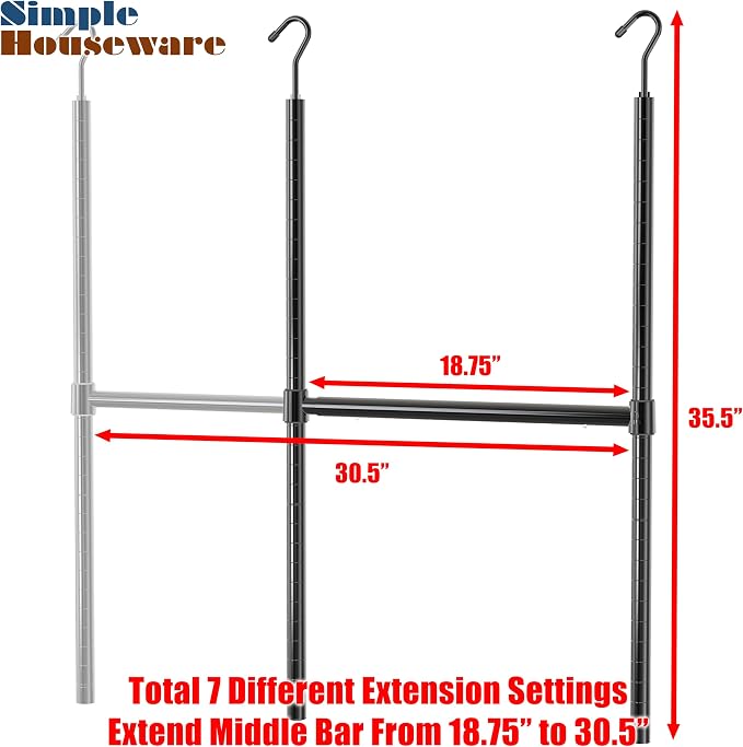 Simple Houseware Adjustable Closet Hanging Rod - Image 3