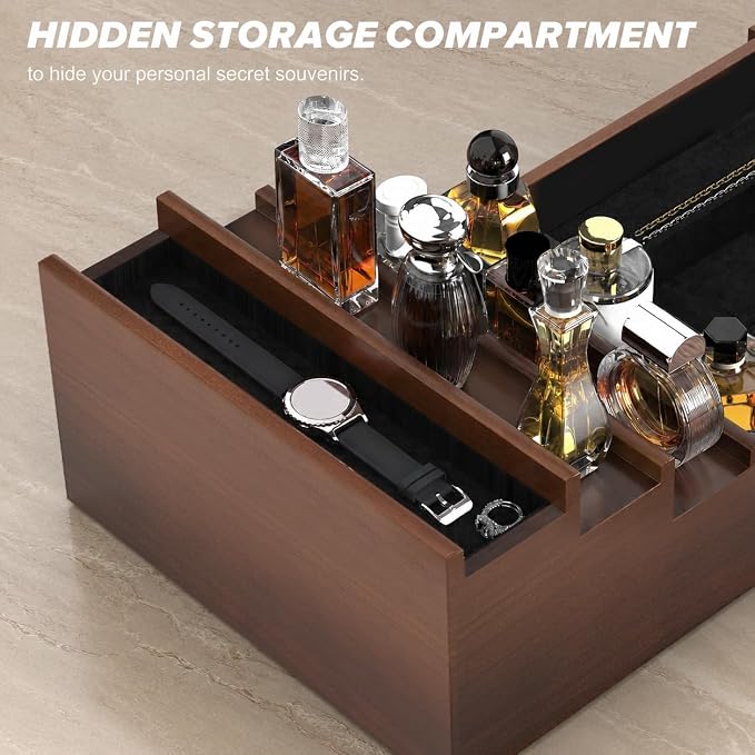 upcessory Cologne Organizer for Men, 4 Tier Black Wood Perfume Organizer - Image 3