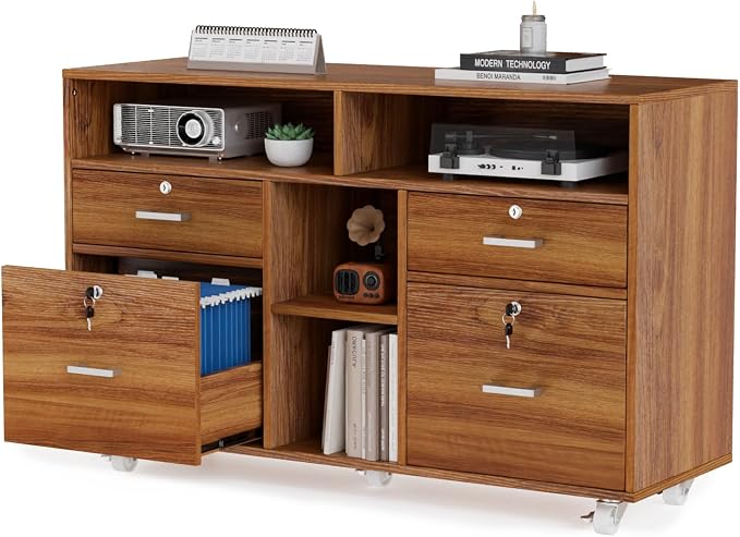 VINGLI Wide 4 Drawer Lockable Rolling File Cabinet by VINGLI