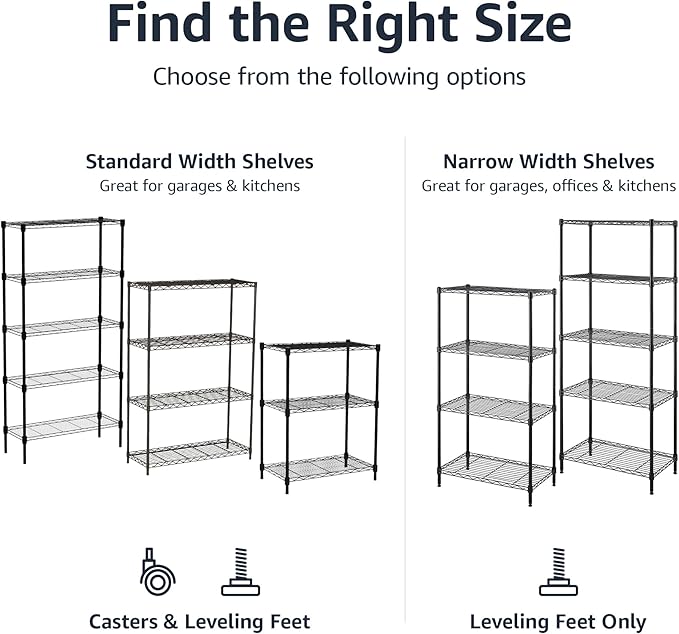 Amazon Basics 4-Shelf Adjustable, Heavy Duty Storage Shelving Unit on 3'' Wheel - Image 4