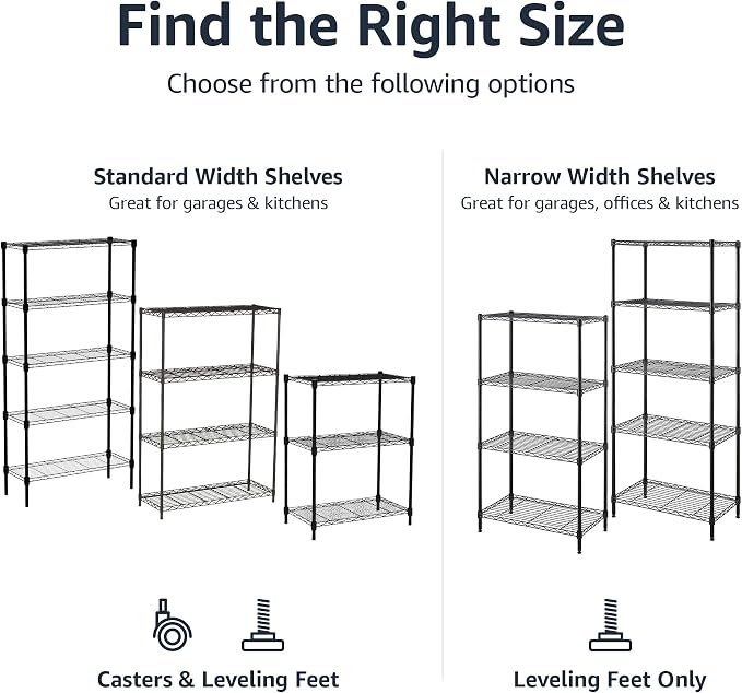 Amazon Basics 3-Shelf Adjustable, Heavy Duty Storage Shelving Unit on 2'' PP - Image 4