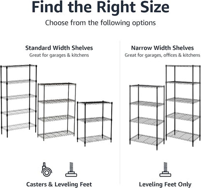 Amazon Basics 3-Shelf Adjustable, Heavy Duty Storage Shelving Unit on 2'' PP - Image 4